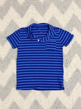 Crewcuts Blue Striped Polo Shirt for Kids - Classic Short Sleeve size 6-7